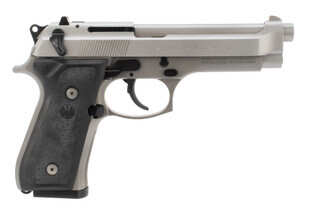 Beretta 92FS Inox 9mm pistol features a stainless steel finish
